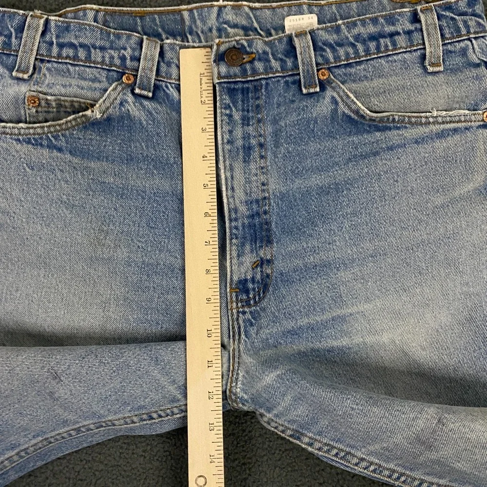 VTG 90s Levis 517 Jeans FITS 36x31 Orang Tab Bootcut Light Wash Blue Distressed